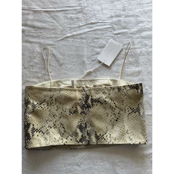 Helmut Lang Python Snake-Embossed Leather Crop Top Beige Color Style N10HW506 - Picture 3 of 12